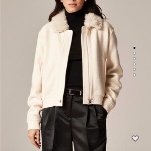 JCrew Wool-blend flight jacket with faux-fur collar